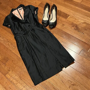 Le Chateau Black DoubleBreasted  Virgin Wool Shirt Dress SZ Small